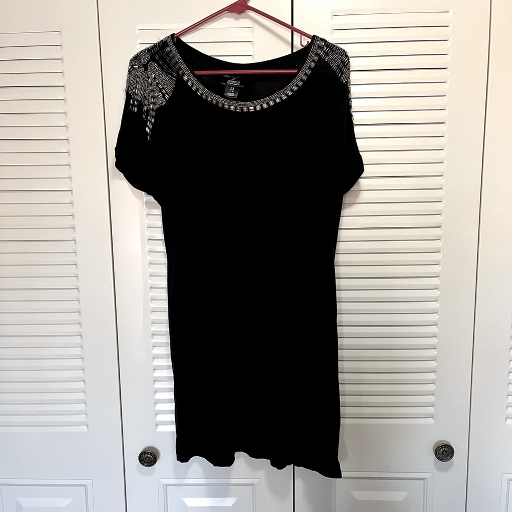 Black Top/Dress w Gold Jewels